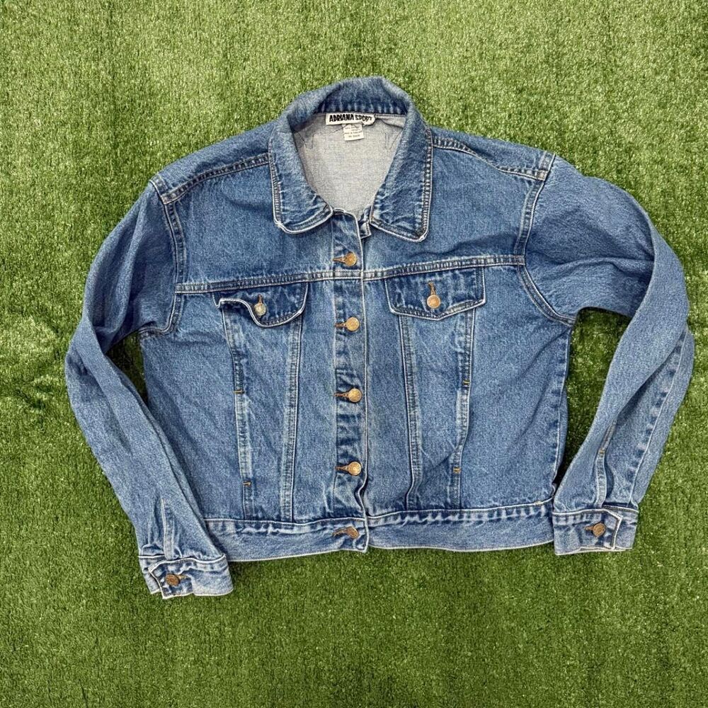 Y2K Adriana Sport Custom Harley Davidson blue denim jacket with embroidery